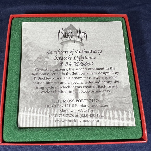 P Buckley Moss 2001 Ornament Ocracoke Lighthouse Folk Art Collectible Nautical - Picture 5 of 7